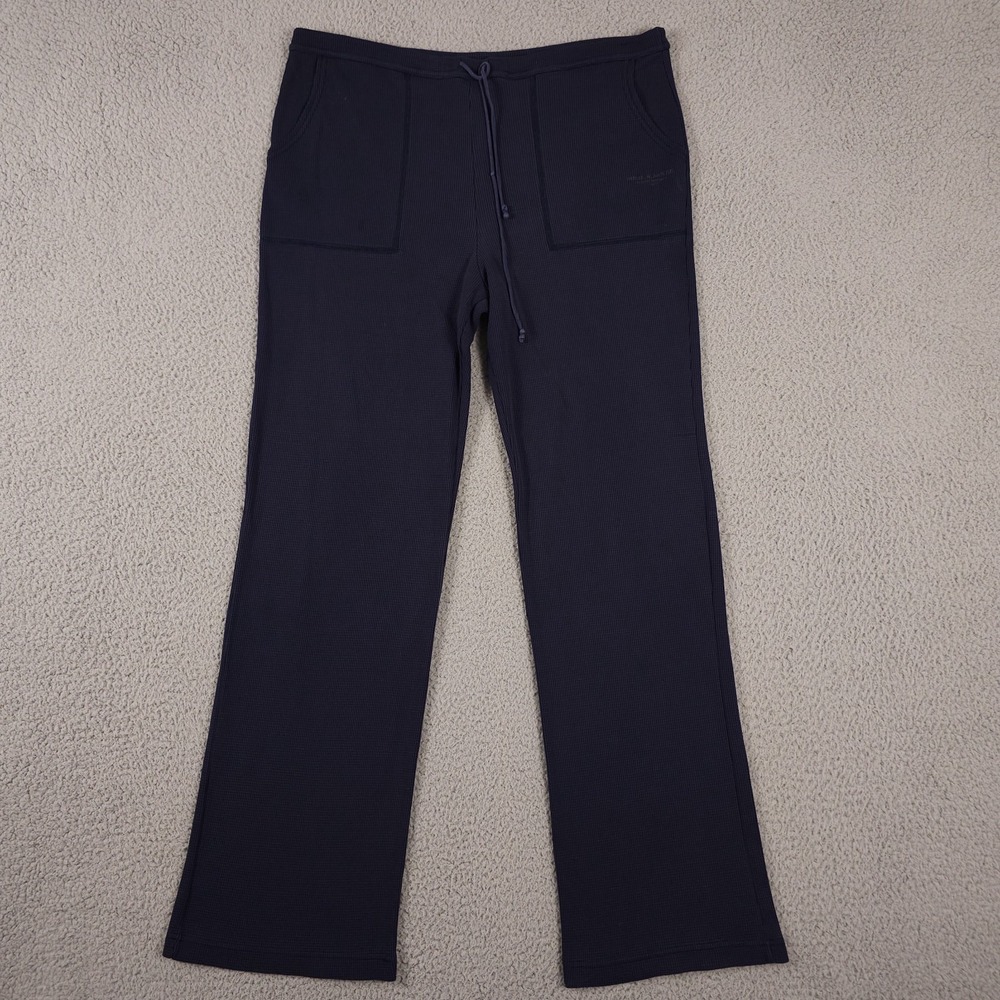 Vintage Polo Jeans Co Pants Womens Large Blue Waffle Knit Wide Leg Pull On Y2K